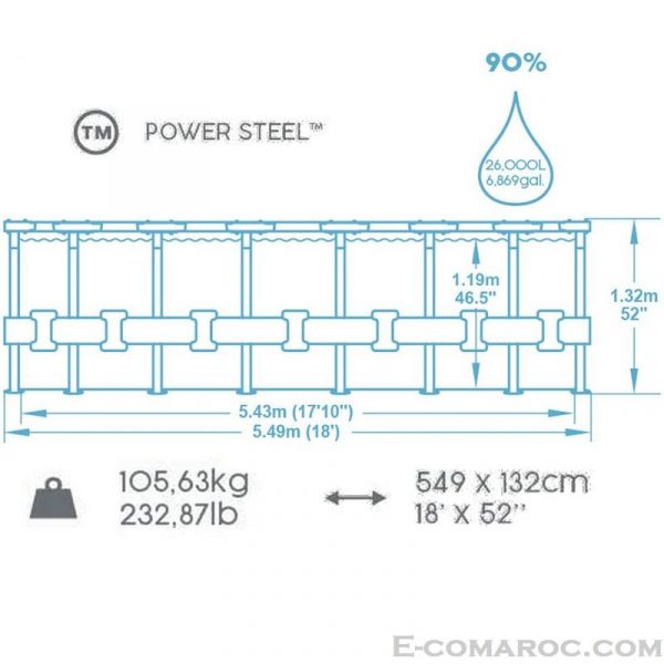 Piscine Hors Sol Power Steel 5,49 x 1,32 m