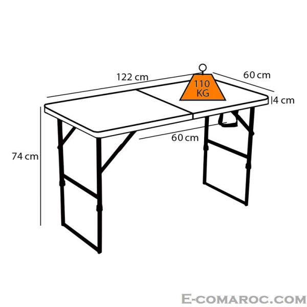 Table Pliable Polyéthylène 1,22 m x 61 cm