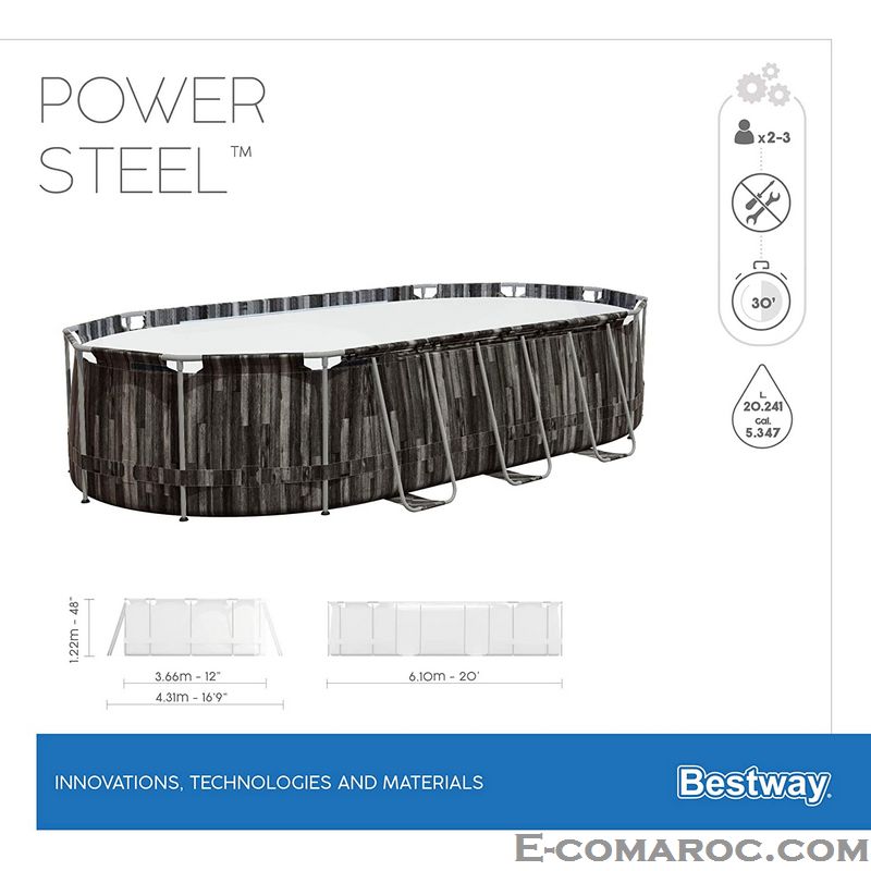 Piscine ovale Bestway Power Steel 6,10 x 3,66 x 1,22 m