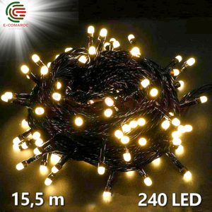 Guirlande Electrique De Noël 15,5 m 240 LED Blanc Chaud