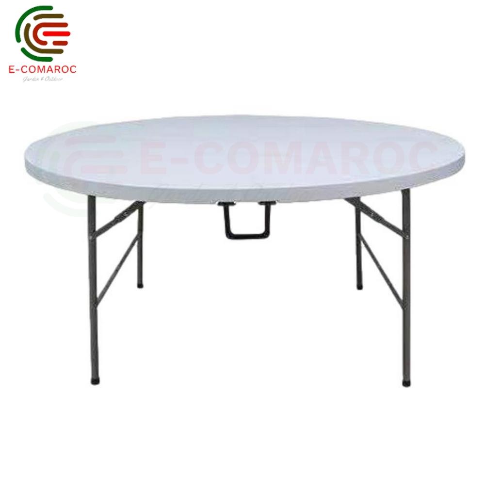 Table ronde en plastique, table pliable ronde, table pliante ronde
